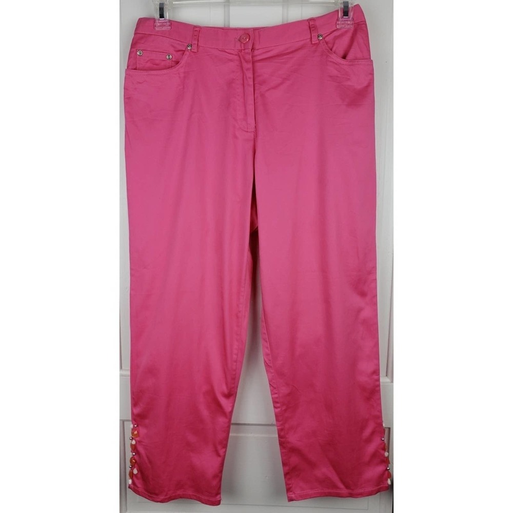 Lark Lane Capri Pants Size 10 Pink Jeweled